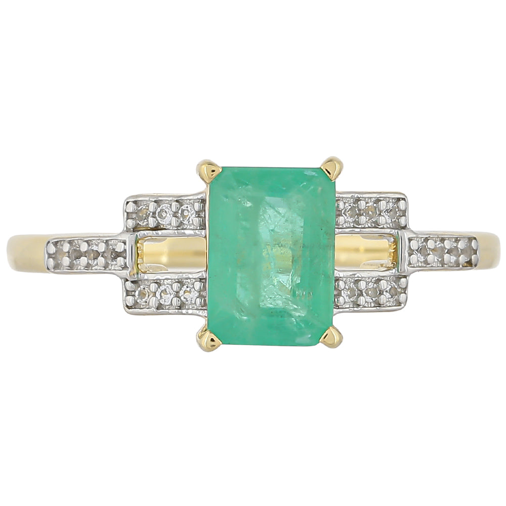 Anel de Ouro com Esmeralda do Brasil e Topázio Branco  Contraste: Cruz missionária