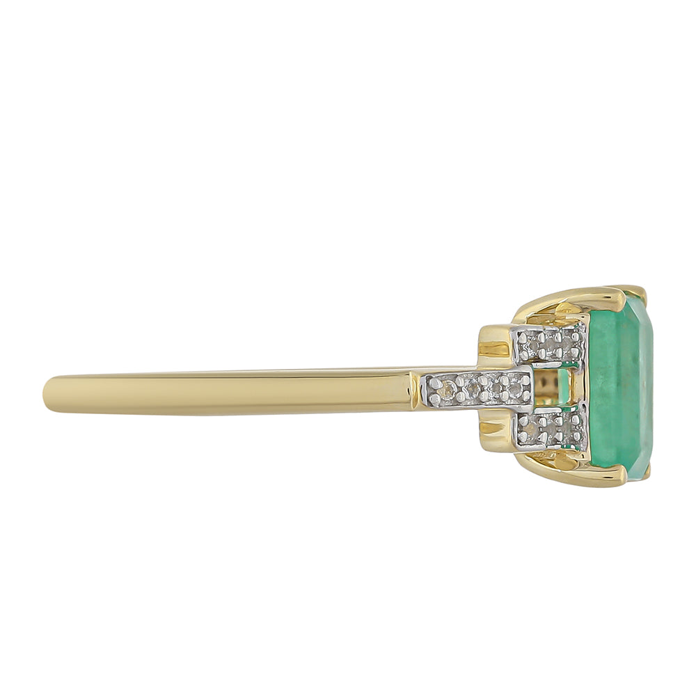 Anel de Ouro com Esmeralda do Brasil e Topázio Branco  Contraste: Cruz missionária 2 