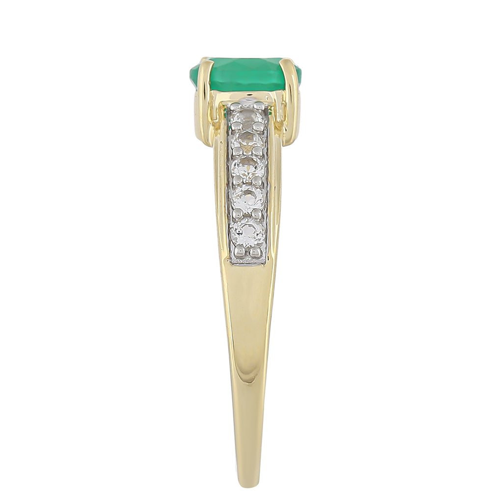 Anel de Ouro com Esmeralda do Brasil e Topázio Branco  Contraste: Cruz missionária 3 