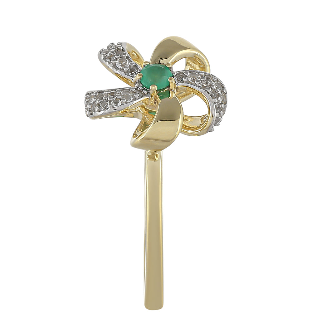 Anel de Ouro com Esmeralda do Brasil e Topázio Branco  Contraste: Cruz missionária 2 