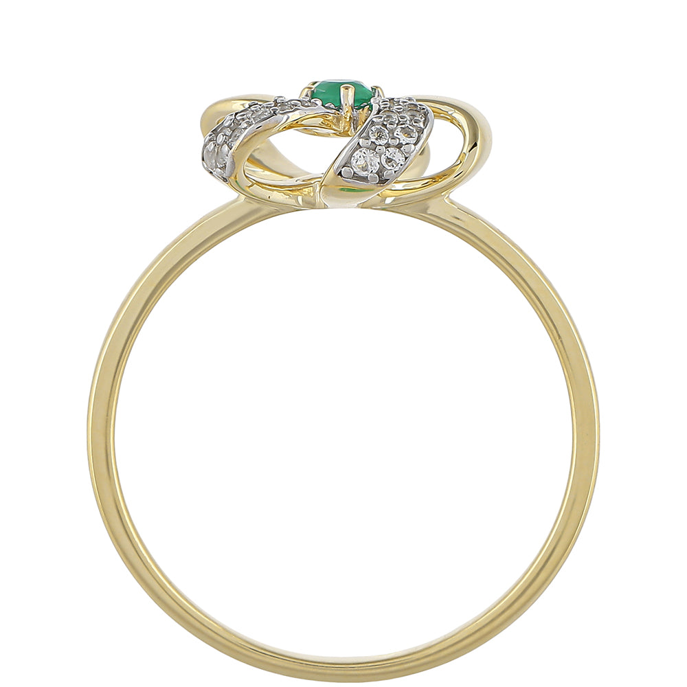 Anel de Ouro com Esmeralda do Brasil e Topázio Branco  Contraste: Cruz missionária 3 