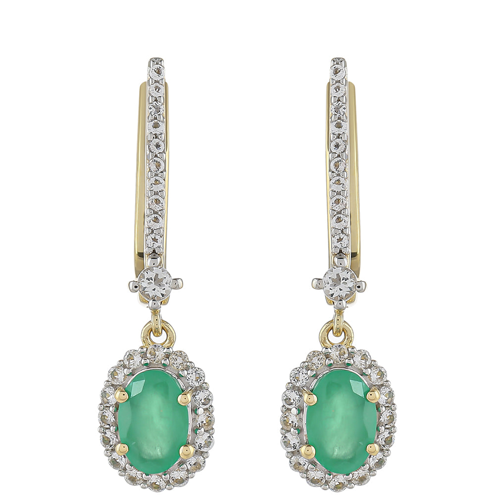 Brincos de Ouro com Esmeralda do Brasil e Topázio Branco  Contraste: Cruz missionária 1 