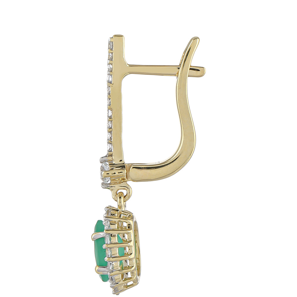 Brincos de Ouro com Esmeralda do Brasil e Topázio Branco  Contraste: Cruz missionária 2 