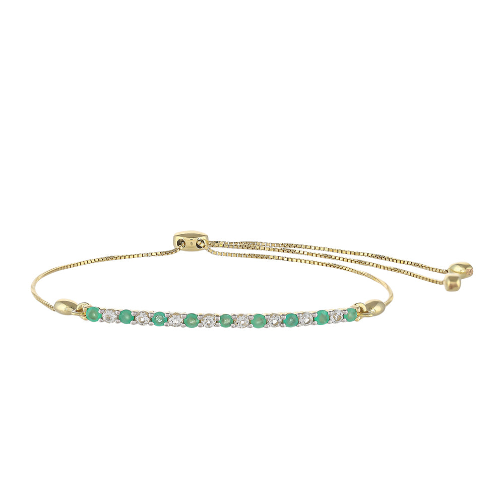 Pulseira de Ouro com Esmeralda do Brasil e Topázio Branco  Contraste: Cruz missionária 1 