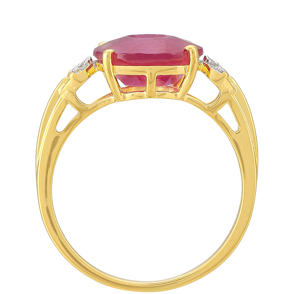 Anel de Prata com Banho de Ouro com Rubi da Tailândia e Topázio Branco 4 