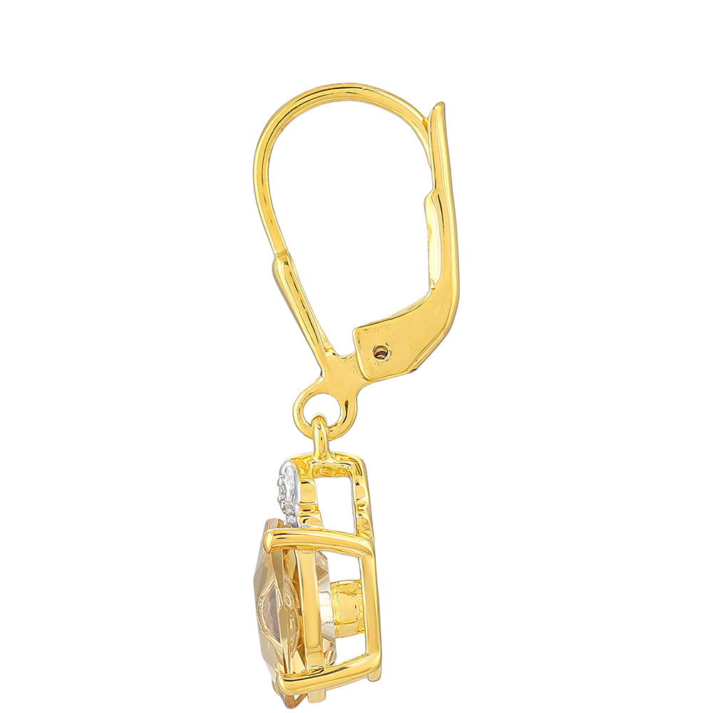 Brincos de Prata com Banho de Ouro com Tanzanite e Quartzo Champanhe 2 
