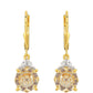 Brincos de Prata com Banho de Ouro com Tanzanite e Quartzo Champanhe
