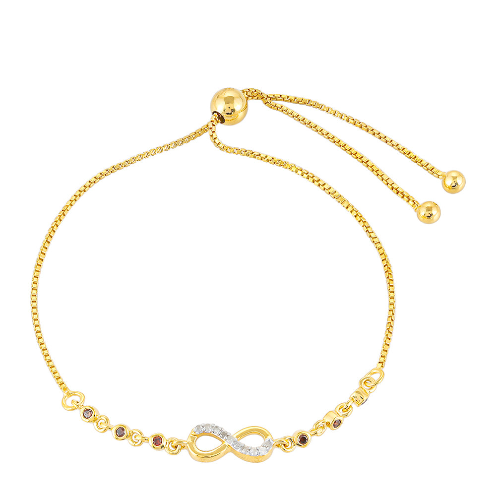 Pulseira de Prata com Banho de Ouro com Diamante Vermelho e Diamante Branco  Contraste: Cabeca de Veado (800) 1 