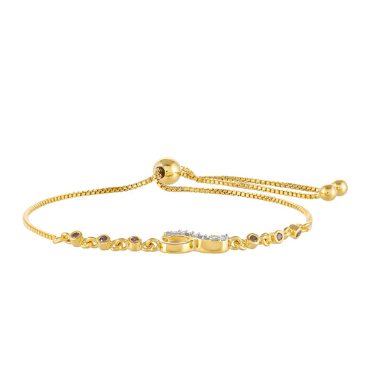 Pulseira de Prata com Banho de Ouro com Diamante Vermelho e Diamante Branco  Contraste: Cabeca de Veado (800)