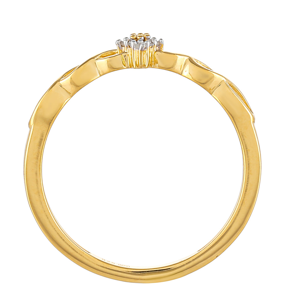 Anel de Prata com Banho de Ouro com Diamante Vermelho e Diamante Branco 4 