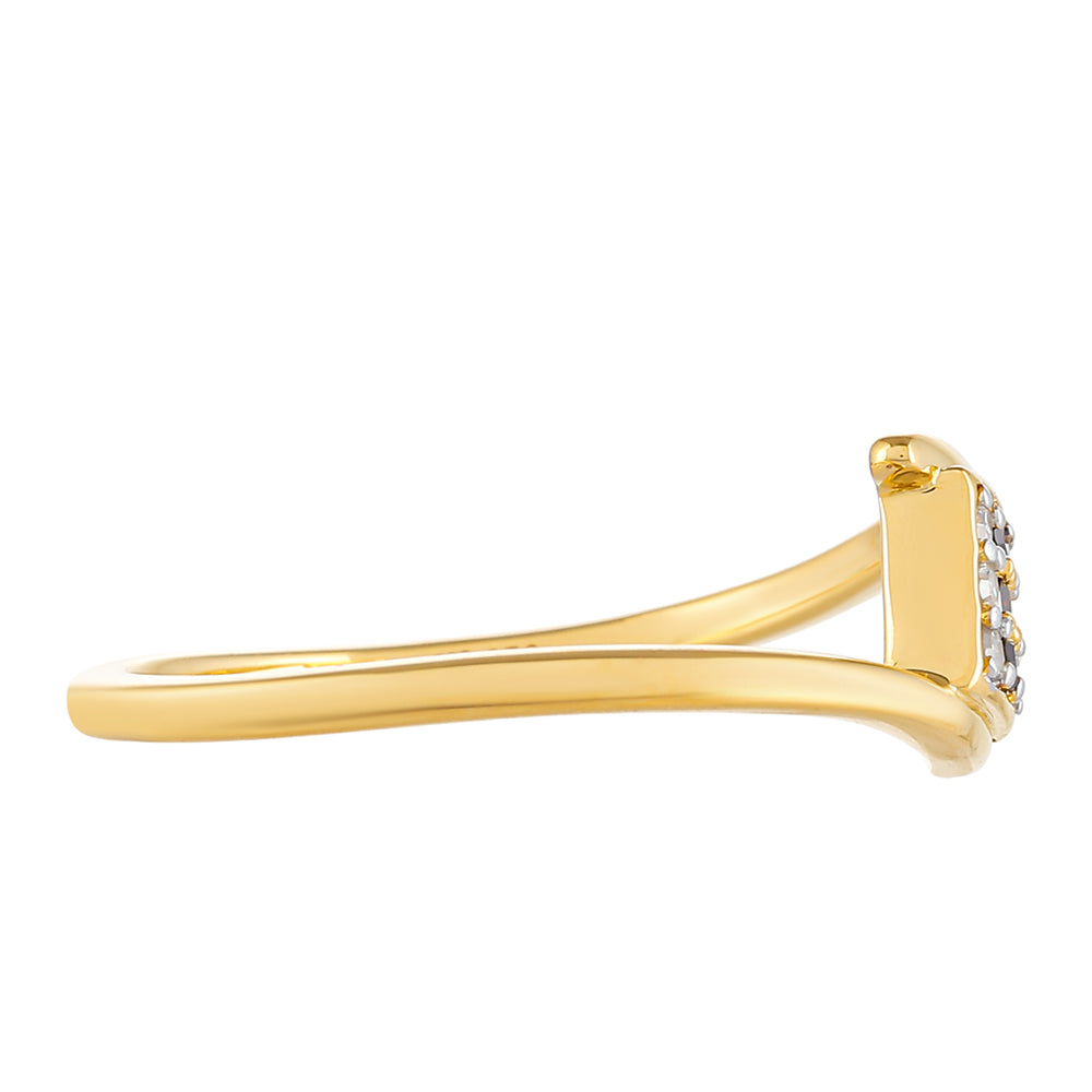 Anel de Prata com Banho de Ouro com Diamante Vermelho e Diamante Branco 2 