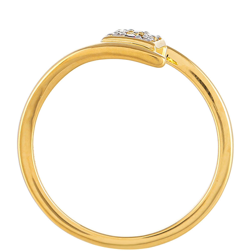 Anel de Prata com Banho de Ouro com Diamante Vermelho e Diamante Branco 4 