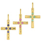 Cruz Conjunto de Prata com Banho de Ouro com Rubi da Tailândia e Esmeralda do Brasil ( Pendente )  Contraste: Cabeca de Veado (800)