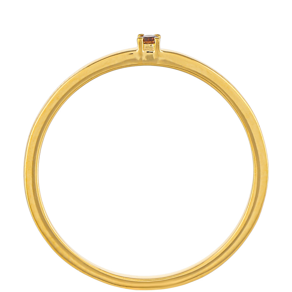 Anel de Prata com Banho de Ouro com Diamante Vermelho 4 