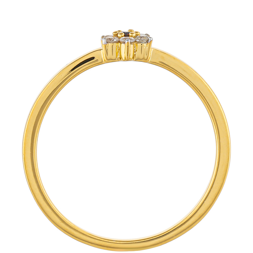 Anel de Prata com Banho de Ouro com Diamante Vermelho e Diamante Branco