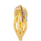 Anel de Prata com Banho de Ouro com Diamante Vermelho e Diamante Branco  Contraste: Cabeca de Veado (800)