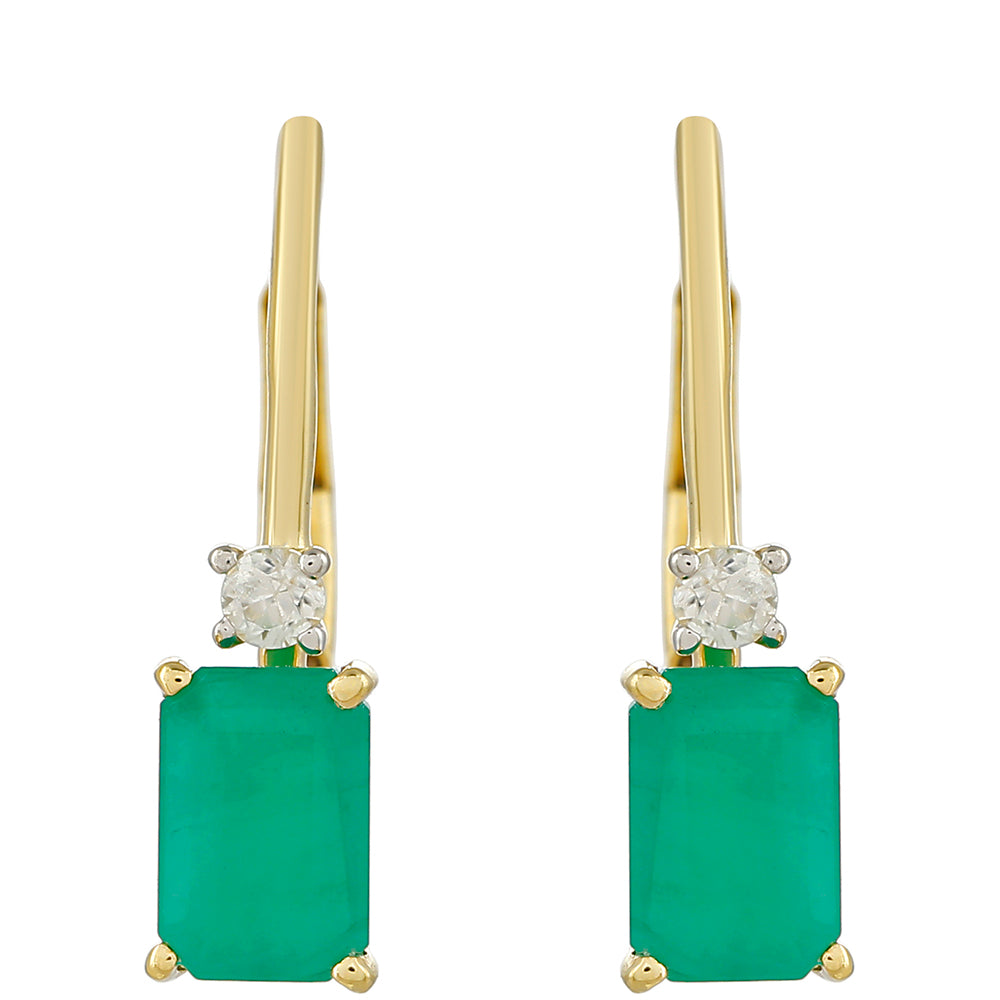 Brincos de Ouro com Esmeralda do Brasil e Zircão Natural  Contraste: Cruz missionária