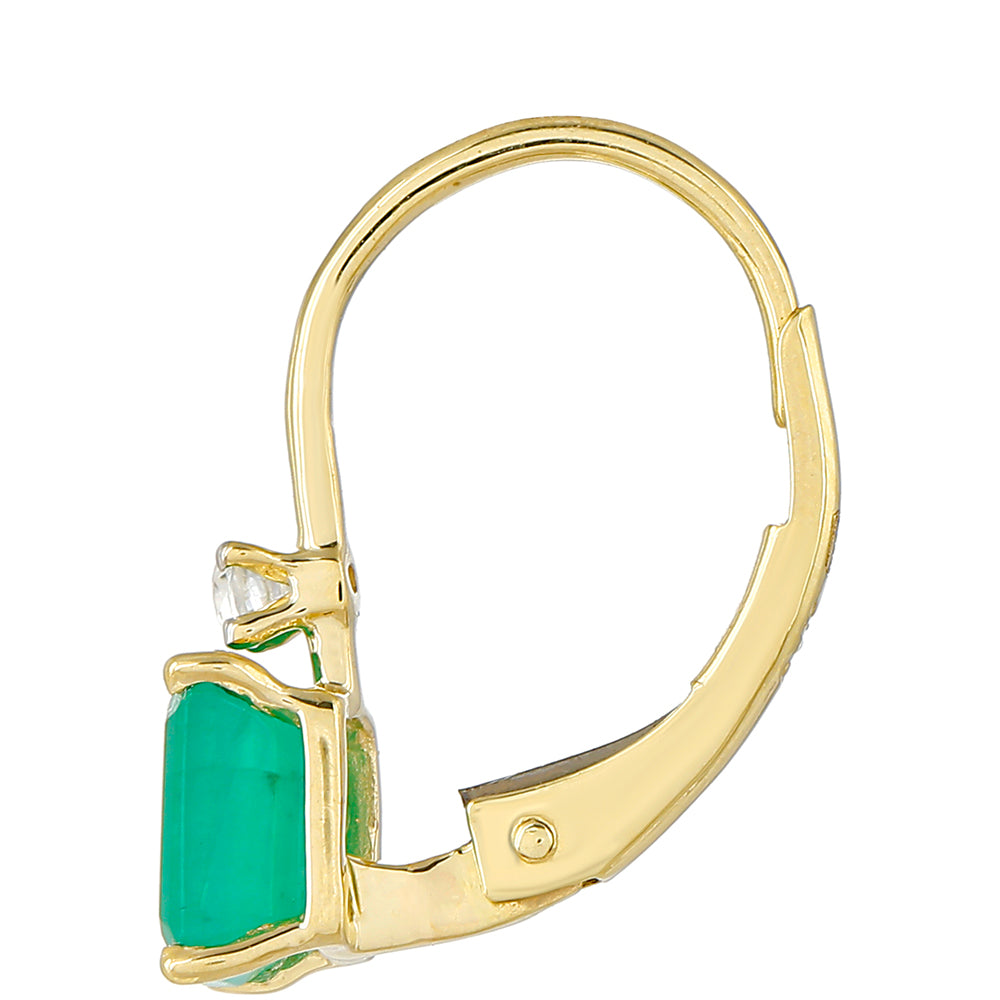 Brincos de Ouro com Esmeralda do Brasil e Zircão Natural  Contraste: Cruz missionária