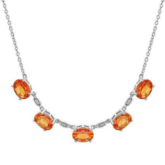 Colar de Prata com Quartzo Padparadscha e Topázio Branco  Contraste: Cabeca de Veado (800)