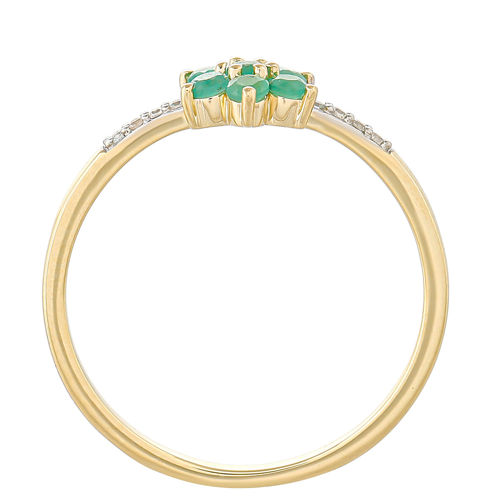 Anel de Ouro com Esmeralda do Brasil e Zircão Natural  Contraste: Cruz missionária 4 