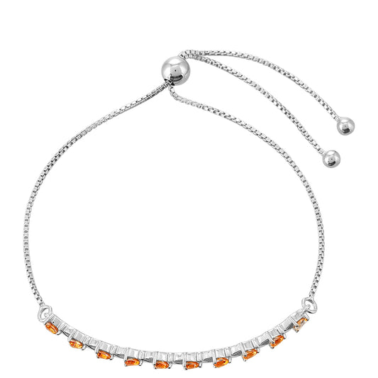 Pulseira de Prata com Quartzo Padparadscha  Contraste: Cabeca de Veado (800)
