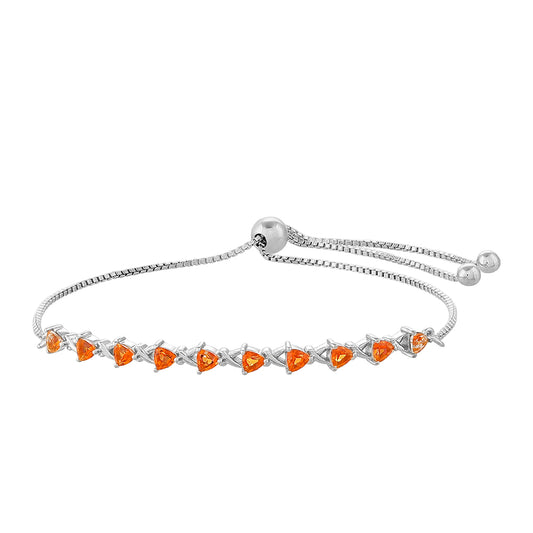 Pulseira de Prata com Quartzo Padparadscha  Contraste: Cabeca de Veado (800)