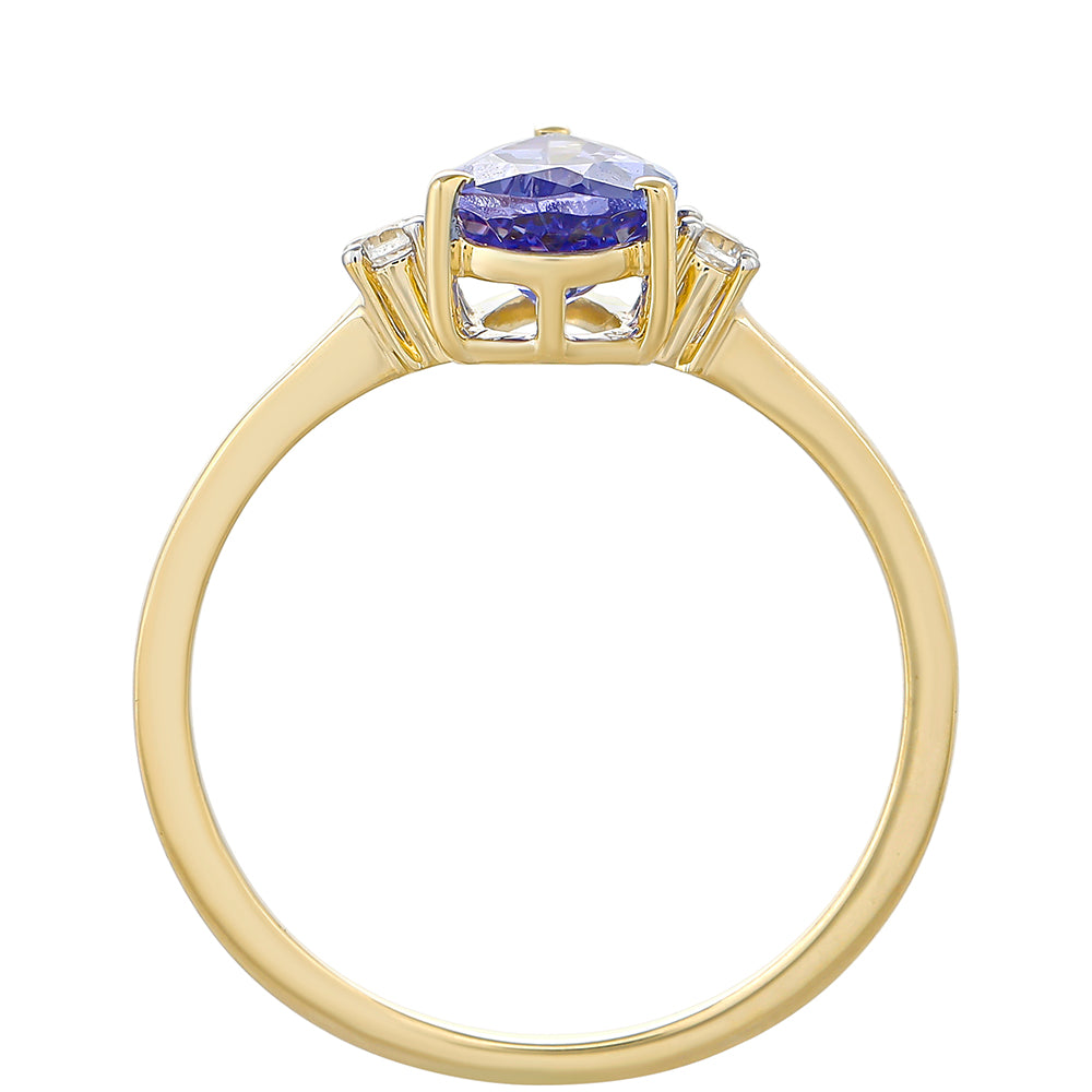 Anel de Ouro com Tanzanite AAA e Zircão Natural  Contraste: Cruz missionária