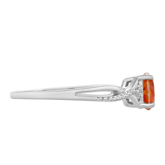 Anel de Prata com Quartzo Padparadscha e Topázio Branco
