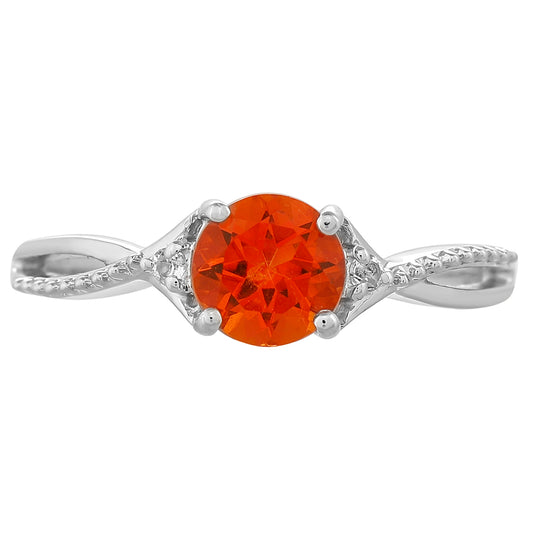 Anel de Prata com Quartzo Padparadscha e Topázio Branco