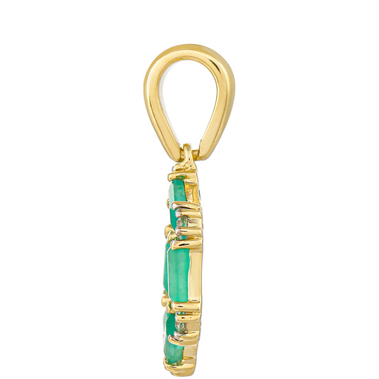 Pendente de Ouro com Esmeralda do Brasil e Zircão Natural  Contraste: Cruz missionária