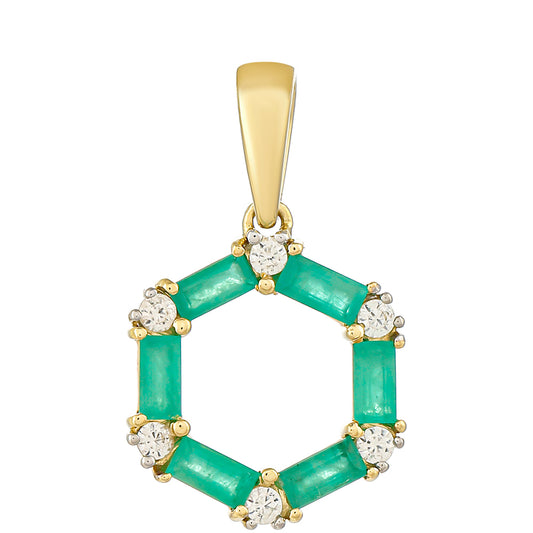 Pendente de Ouro com Esmeralda do Brasil e Zircão Natural  Contraste: Cruz missionária