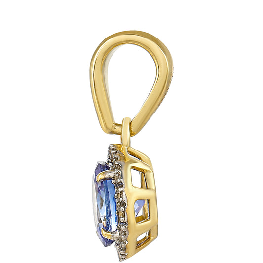Pendente de Ouro com Tanzanite AAA e Zircão Natural  Contraste: Cruz missionária