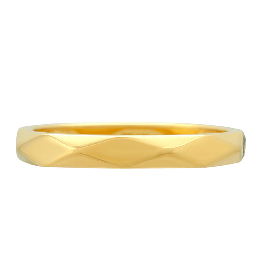 Anel de Prata com Banho de Ouro com Diamante Verde