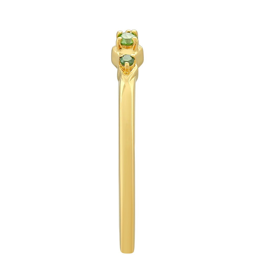 Anel de Prata com Banho de Ouro com Diamante Verde 3 