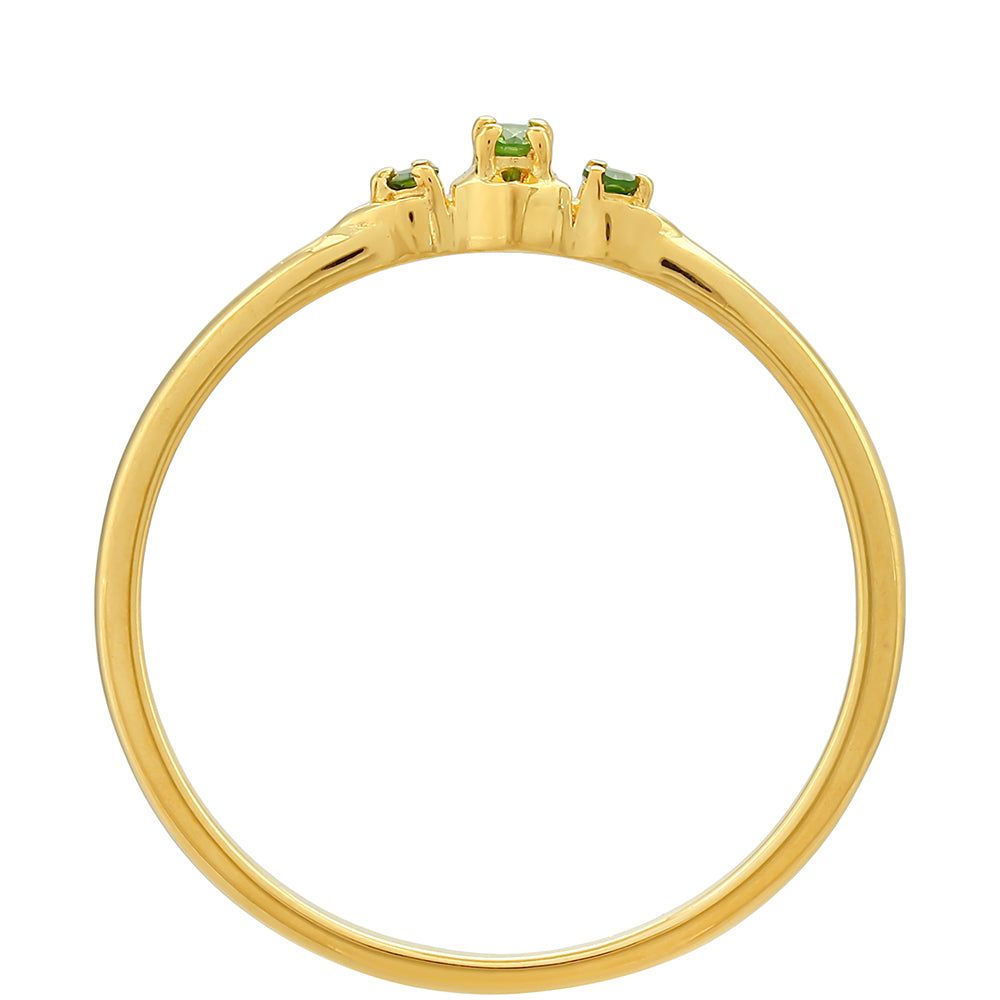 Anel de Prata com Banho de Ouro com Diamante Verde 4 