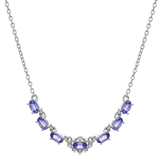 Colar de Prata com Tanzanite AAA e Topázio Branco  Contraste: Cabeca de Veado (800)