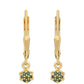 Brincos de Prata com Banho de Ouro com Diamante Verde