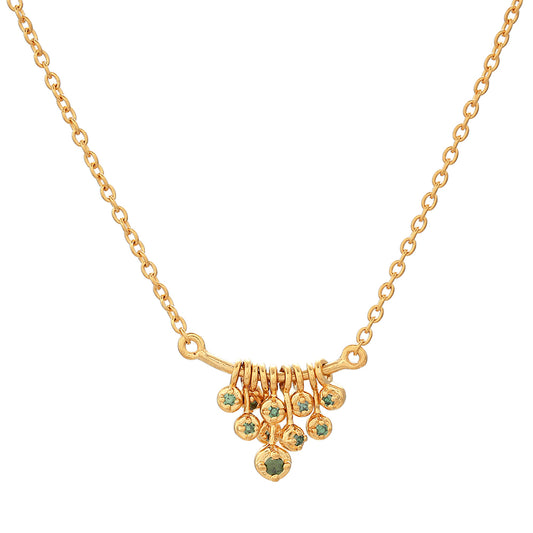 Colar de Prata com Banho de Ouro com Diamante Verde  Contraste: Cabeca de Veado (800)