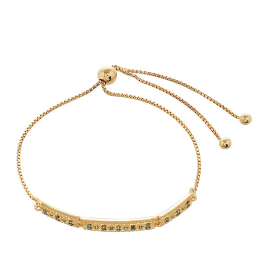 Pulseira de Prata com Banho de Ouro com Diamante Verde  Contraste: Cabeca de Veado (800)
