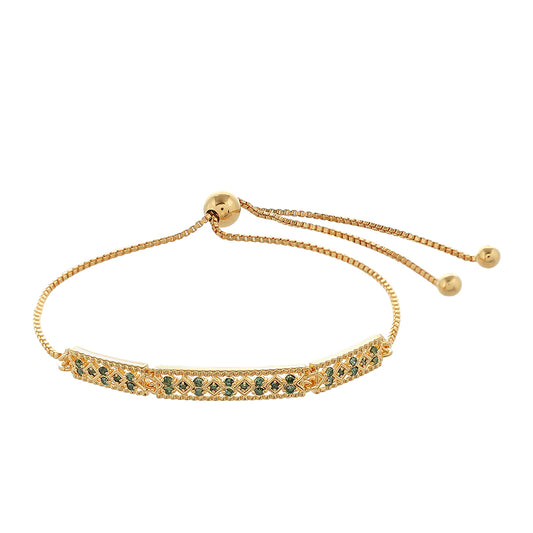 Pulseira de Prata com Banho de Ouro com Diamante Verde  Contraste: Cabeca de Veado (800)