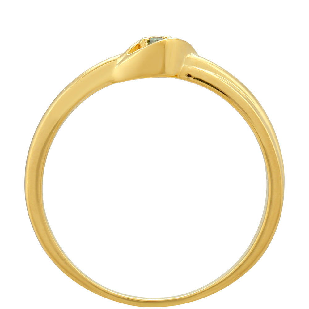 Anel de Prata com Banho de Ouro com Diamante Verde 4 