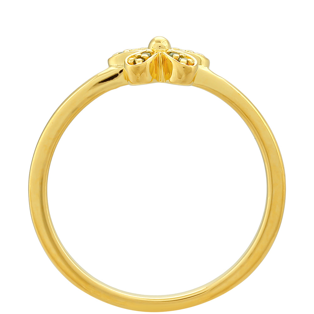 Anel de Prata com Banho de Ouro com Diamante Verde 4 