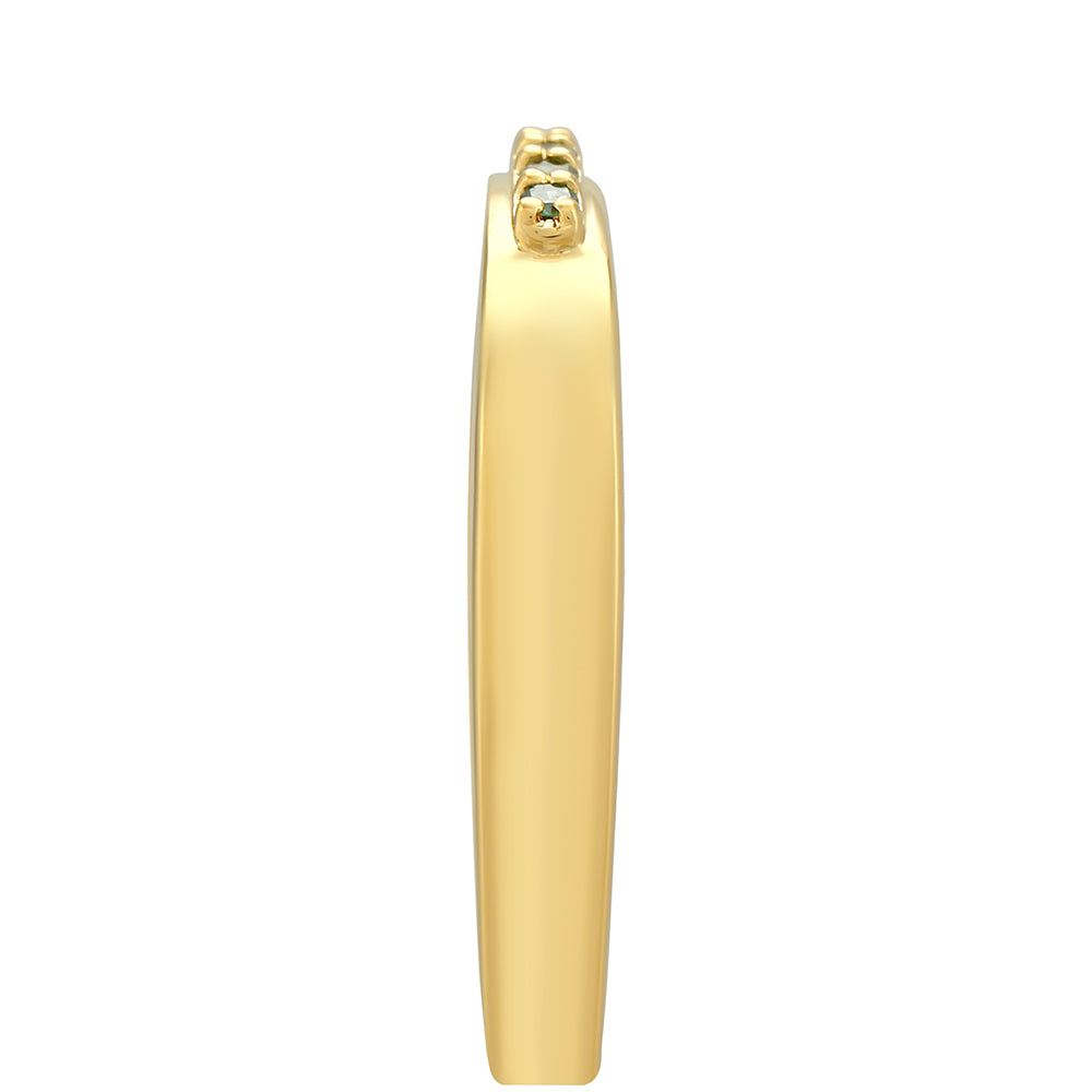 Anel de Prata com Banho de Ouro com Diamante Verde