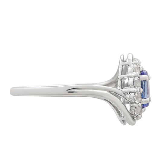 Anel de Prata com Tanzanite AAA e Topázio Branco