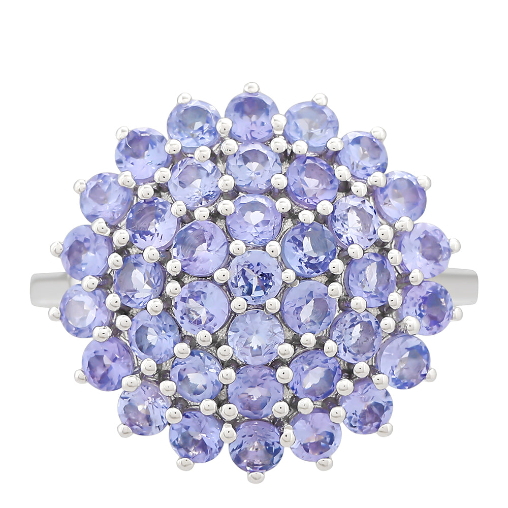 Anel de Prata com Tanzanite AAA  Contraste: Cabeca de Veado (800)