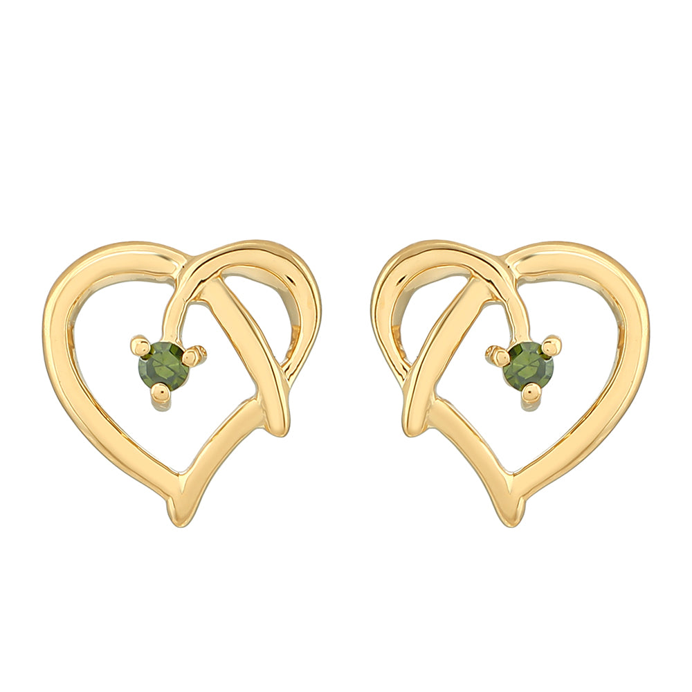 Brincos de Prata com Banho de Ouro com Diamante Verde