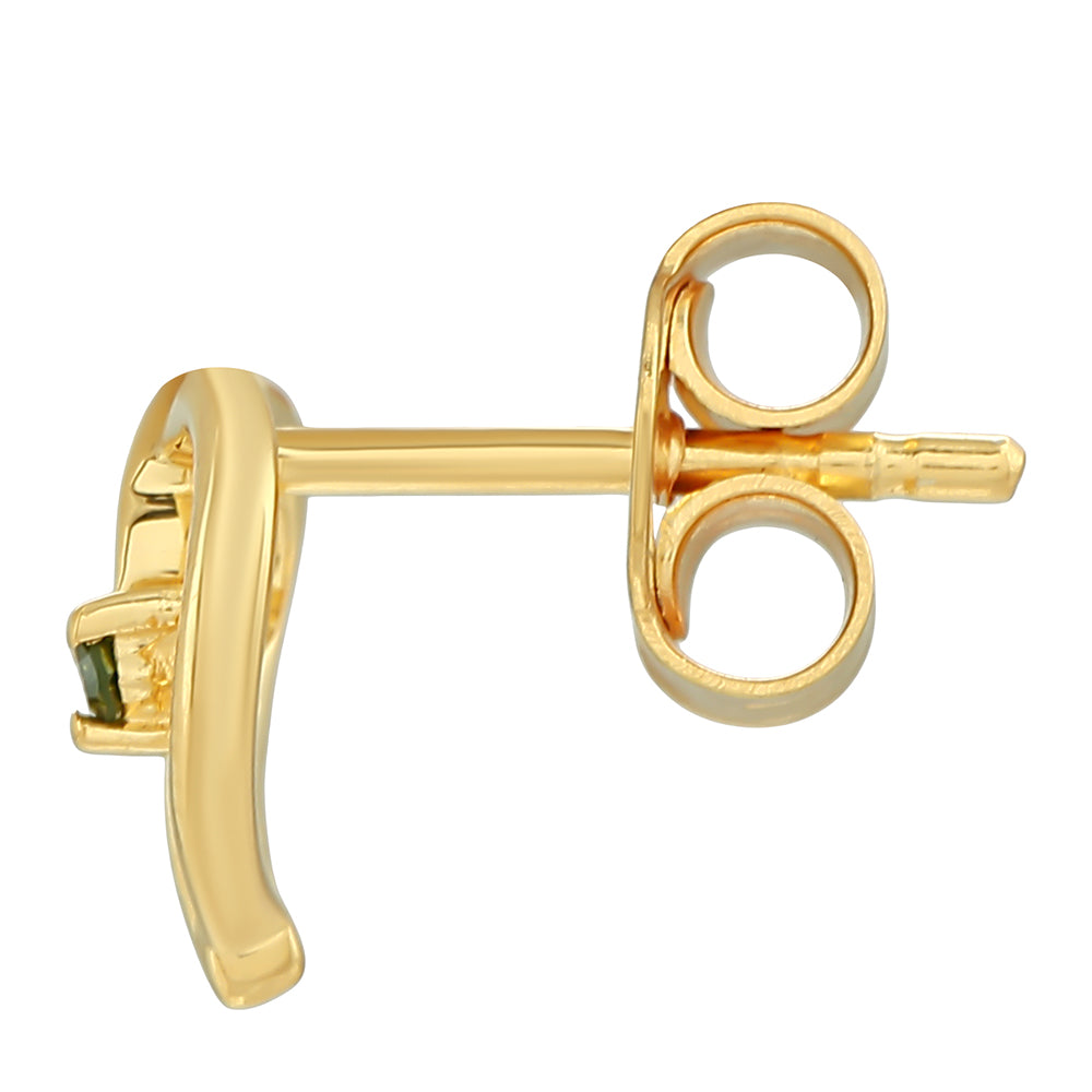 Brincos de Prata com Banho de Ouro com Diamante Verde 2 