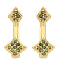 Brincos de Prata com Banho de Ouro com Diamante Verde