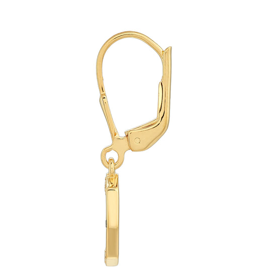 Brincos de Prata com Banho de Ouro com Diamante Verde