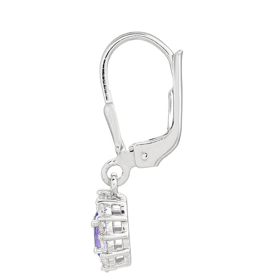 Brincos de Prata com Tanzanite AAA e Topázio Branco